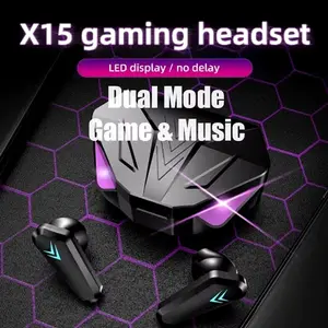 X15 TWS Wireless Bluetooth Headset LED Display Gamer Earbuds Headphone Noise Cancelling Earphone