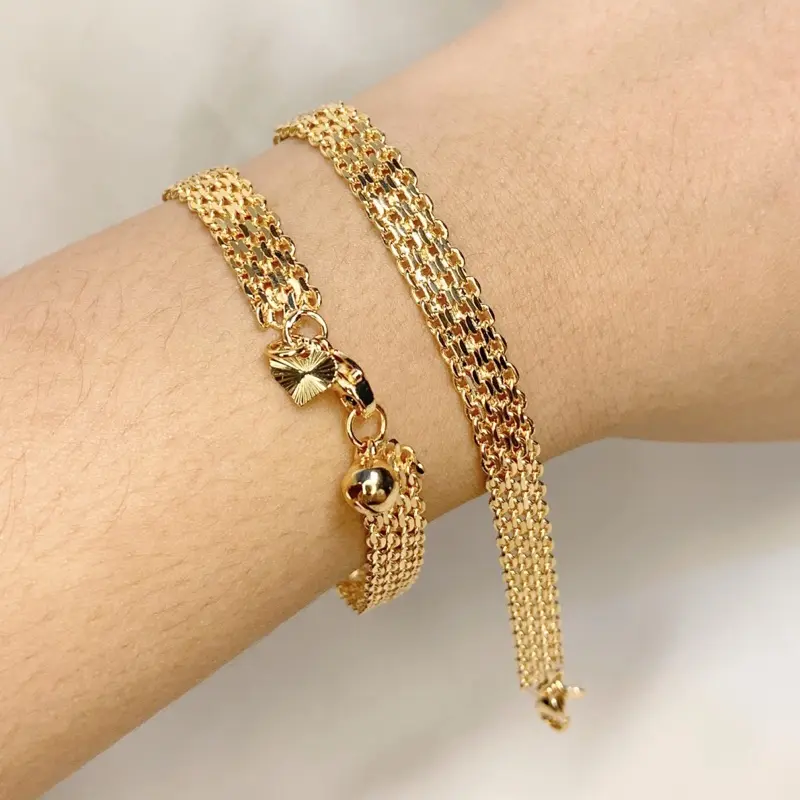 SWAN PERHIASAN Gelang Rantai Wanita Motif Gepeng Anti Luntur Perhiasan 045 0