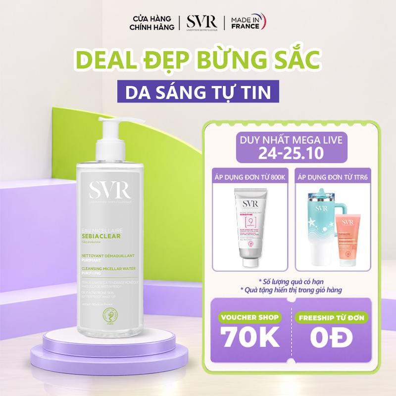 Nước làm sạch da, tẩy trang và giúp làm sạch dầu trên da SVR SEBIACLEAR EAU MICELLAIRE 400ml