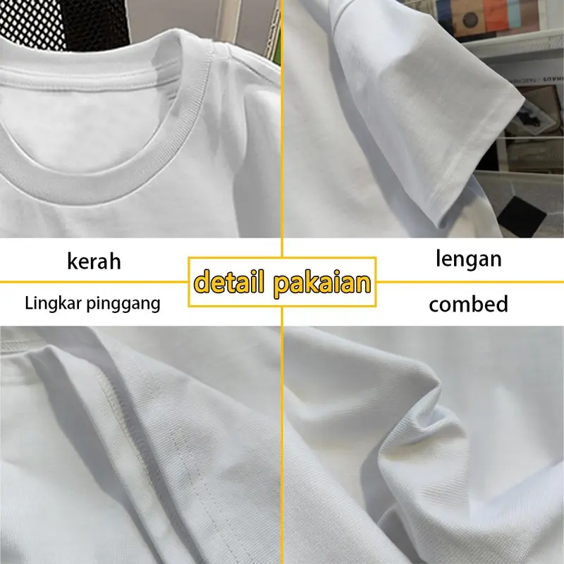 T-shirt Atasan Baju Kaos Wanita Oversize Korean Style Vintage Katun Murni Street Top Kekinian C178 4