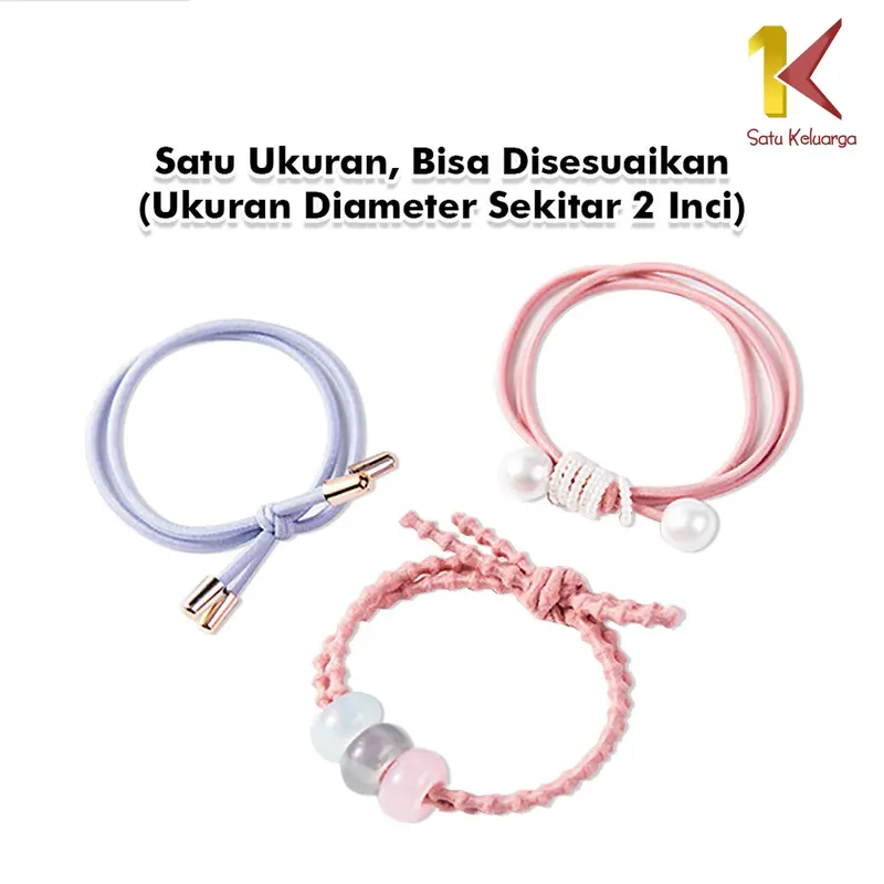 [COD] SK C13 12 Pcs Ikat Rambut Karet Mutiara Pita Aksesoris Rambut Wanita Anak Fashion 7