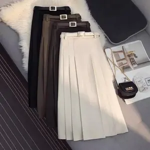 【Luck wanita】Rok lipit Wanita Korea Untuk Kerja Highwaist A-Line Rok Wanita Korea