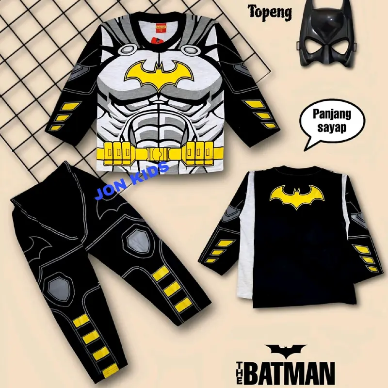 SETELAN BAJU KOSTUM BATMAN SAYAP TERBARU LENGAN PANJANG/BAJU BATMAN SAYAP BUAT USIA 1-10 TAHUN 7