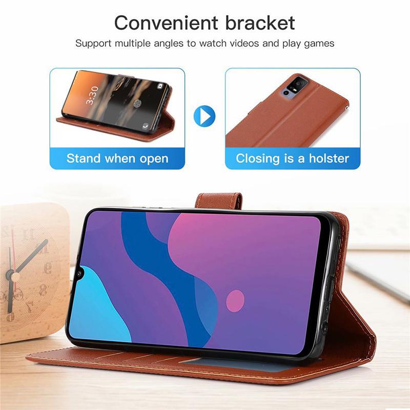 Leather Casing Kulit untuk Sharp Aquos V6 5G Flip PU Dompet Keranjang Slot Siaga Menutupi Kasus Ponsel 1