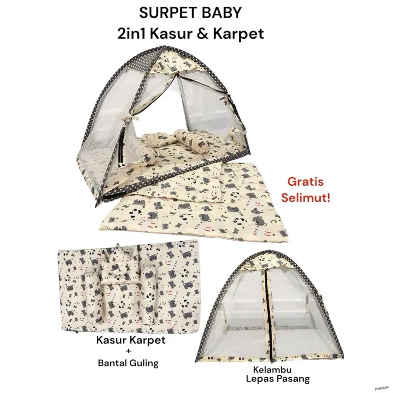 New Kasur Surpet Kelambu Tenda Lepas Pasang  Kasur Surper Lantay Bayi Ser Bantal Dan guling sudah GRATIA SELIMUT Motip Karakter