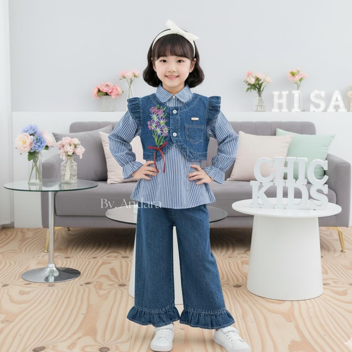 Setelan Nayyara Rompi Salur Lepas Jins Bordir Bunga + Pita merah anak Perempuan Usia 3 - 10 Tahun Model Nayyara Jeans Mix Katun salur Rompi Bordir Bunga Koreans Style Celana Jeans Usia 3 - 10 Tahun Set Bordir Love Model Korean Style terbaru Lebaran 2026 Setelan Nayyara Rompi Salur Lepas Jins Bordir Bunga + Pita merah anak Perempuan Usia 3 - 10 Tahun Model Nayyara Jeans Mix Katun salur Rompi Bordir Bunga Koreans Style Celana Jeans Usia 3 - 10 Tahun Set Bordir Love Model Korean Style terbaru Lebaran 2026