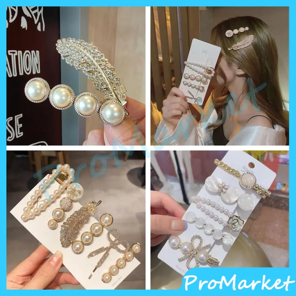 PRO Jepit Rambut 5Pcs 6Pcs Mutiara Retro Korea Hiasan Premium Wanita Dewasa Clip Set