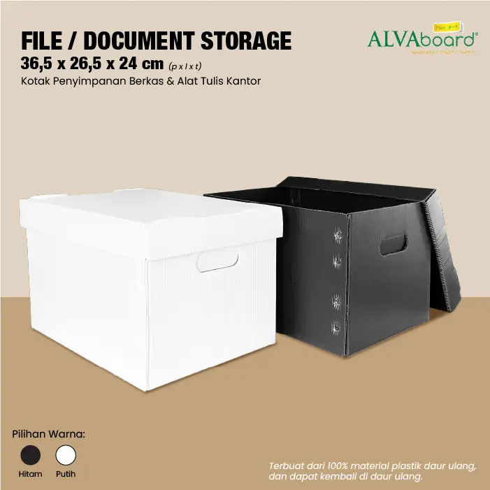 Kardus Dokumen ALVAboard Box File Kantor - Tutup Pisah Ukuran 36,5x26,5x24 cm (P x L x T)