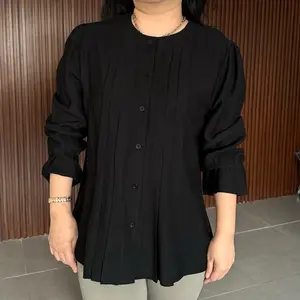 Lily Top - atasan wanita lipat dada tangan panjang ruffle santai Baju Cewek