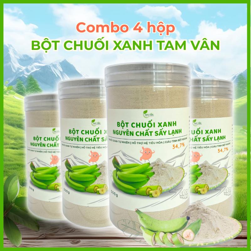   Combo siêu hời   4 hộp  Bột chuối xanh Tam Vân - 34,7% Tinh Bột Kháng 