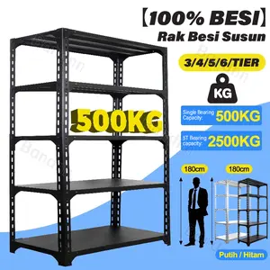 UPSEN Rak Susun Rak Besi Siku 3-6 Lapis Dengan Daya Tahan Beban Ultra Kuat 600KG Rak Penyimpanan Multifungsi Rak Penyimpanan Logam Penuh Rak Akuarium Susun Rak Gudang Rak Besi Siku Lubang Rak Serbaguna Dan Rak Penyimpanan Barang