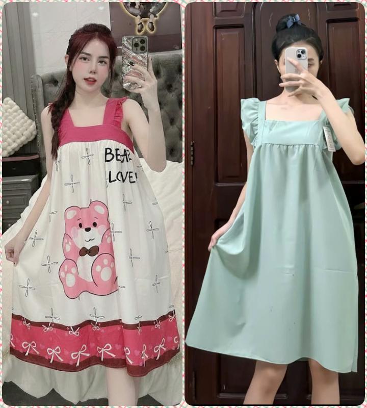  Đầm ngủ mặc nhà cánh tiên cột lưng,freesize 40-57kg chất liệu vải kate lụa mềm mại Lụa Mùa hè Nữ Women Dress Voi 