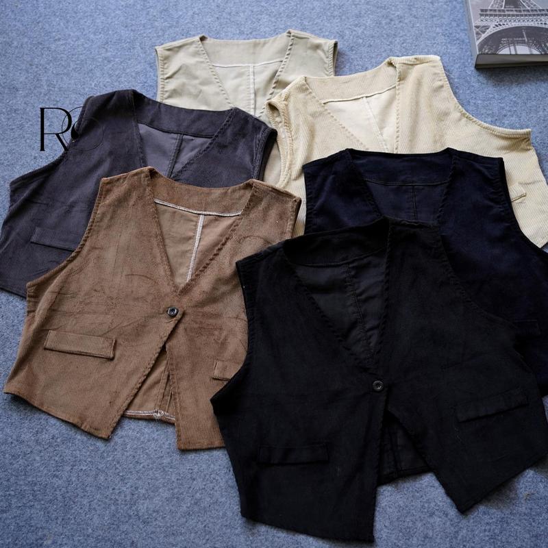 Sella Vest Corduroy Rompi Wanita Corduroy One set Wanita Kekinian Rompi Premium Emma Set Vintage Panjang Atasan Casual 7