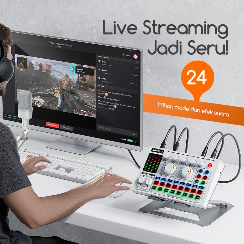 Product Introduction of Bonkyo F999MAX Sound Card Bluetooth Live SoundCard F999MAX Soundcard Audio Live Mixer untuk Live streaming Karaoke 22