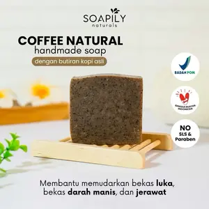 ￼[BPOM] SOAPILY Coffee Natural Handmade Soap | Sabun Kopi Alami Scrub Bekas Luka Jerawat Tubuh Darah Manis Selulit Kapalan Kulit Kusam Ayam Keratosis Pilaris Sensitif Alergi Lipatan Hitam Natural Soap Handmade