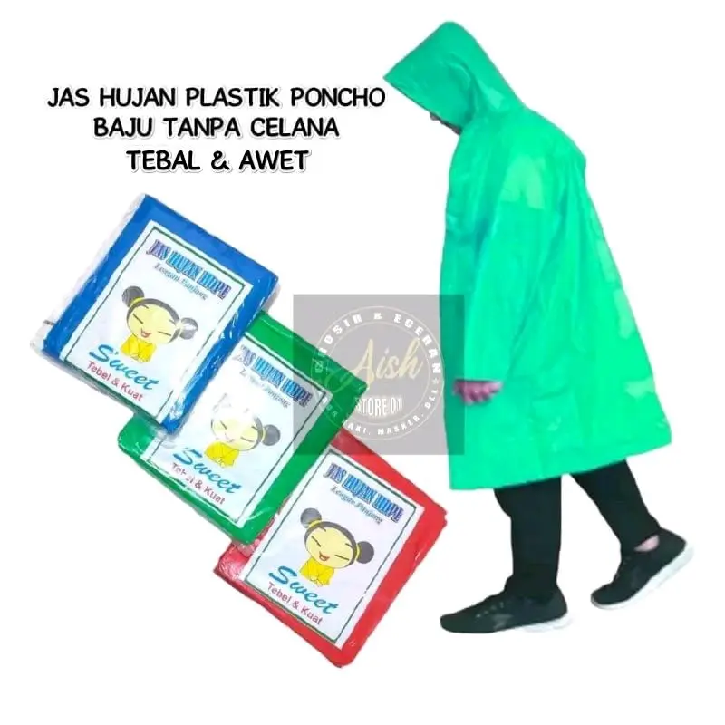 Jas Hujan Plastik Ponco Lengan Panjang Cap Sweet