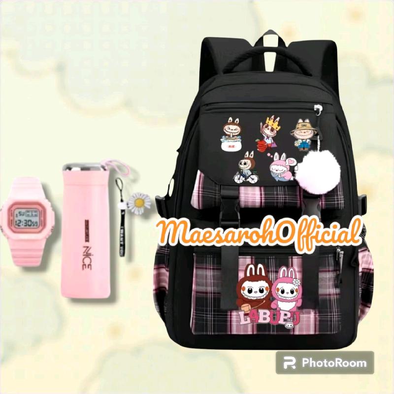 TURUN HARGA VIRAL Tas Boneka Labubu Tas Ransel Sekolah Anak Perempuan SD Tas Sekolah Labubu Terbaru BANYAK BONUSNYA Fashion 6