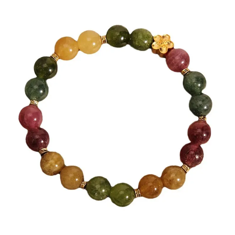 Colorful tourmaline bracelet for student best friend's birthday gift bracelet 8mm
