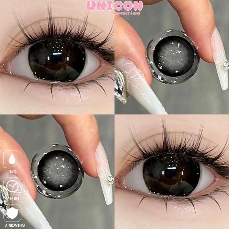 Lens Mắt Kính Áp Tròng màu đen black dễ thương baby đủ kích thước giãn [Giá 1 Đôi + Kèm Khay Dụng Cụ]