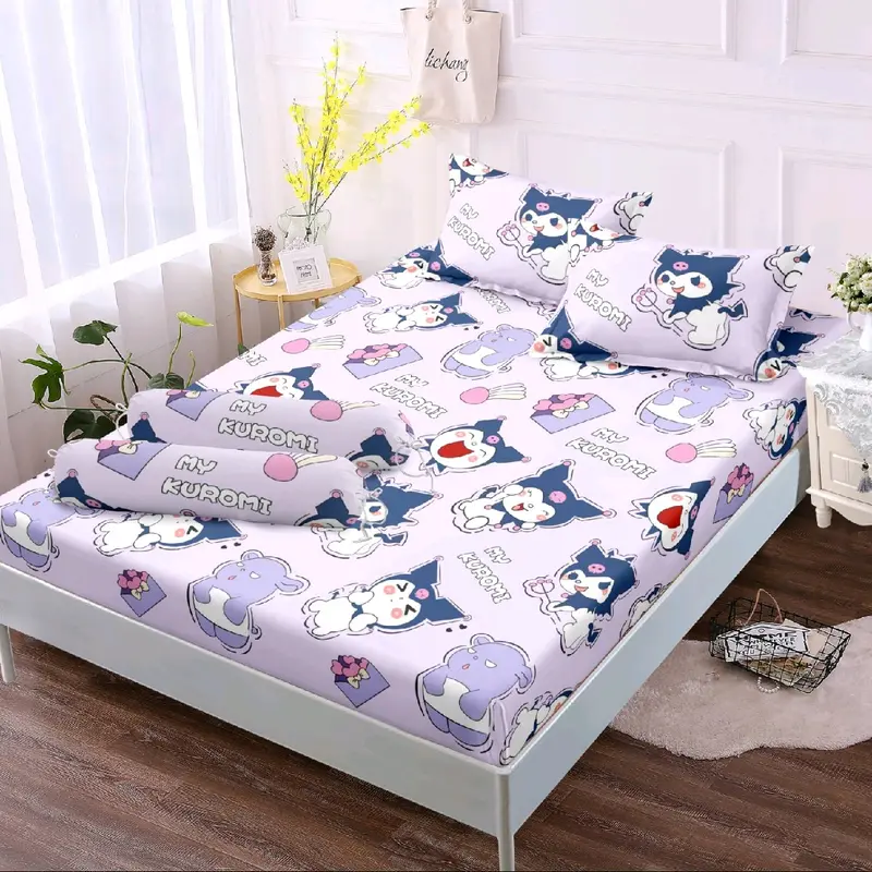 PROMO Sprei Labu labu Labubu Karakter Doraemon free 2 sarung bantal 1 sarung guling Motif Labulabu kuromi Keropi Hello Kitty King Size tahan pudar Springbed Lantai Karet 7