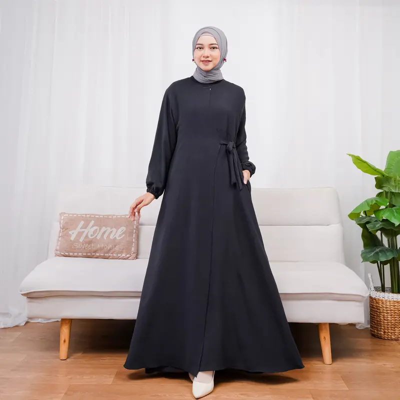 AZZARA Gamis Dress Wanita Crinkle Airflow Muslim Panjang Lebaran Maxi 4