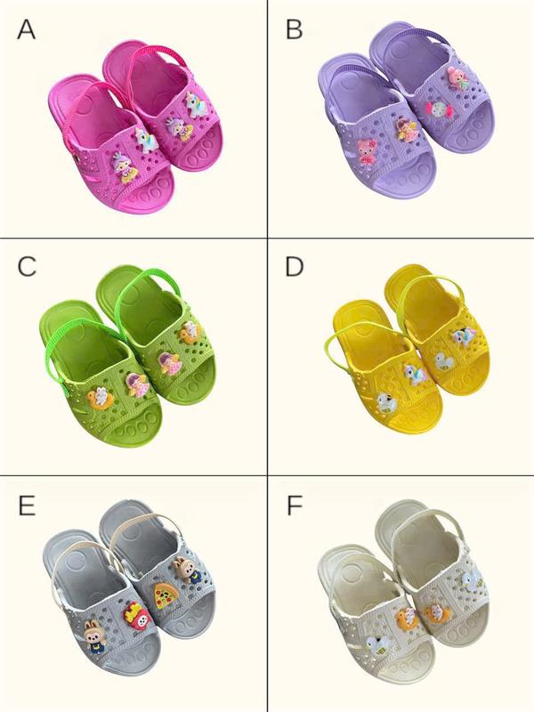 Dép tổ ong em bé charm ngẫu nhiên Dép tổ ong trẻ em quai chun màu sắc rực rỡ sticker dễ thương Dép quai hậu bé gái Dép lê bé trai