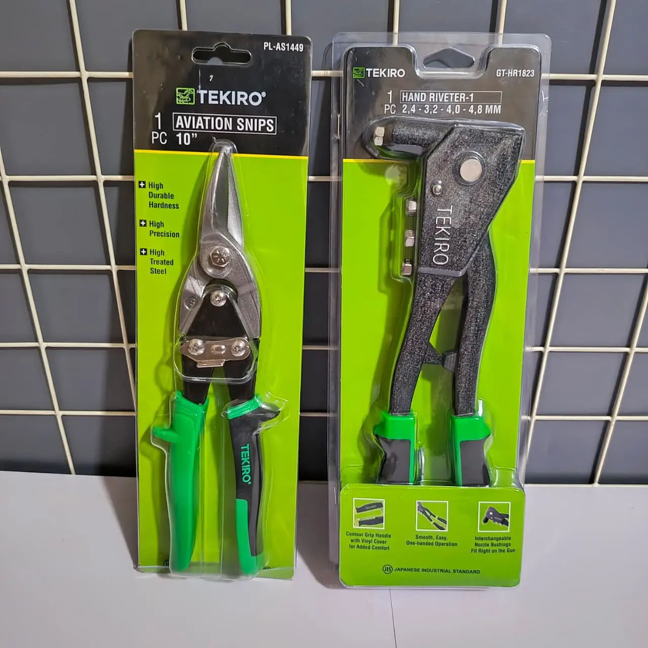 TEKIRO Paket 2 Set Hand Riveter Alat paku rivet paku ripet + Gunting Baja Tekiro 10 Inch / Gunting Seng
