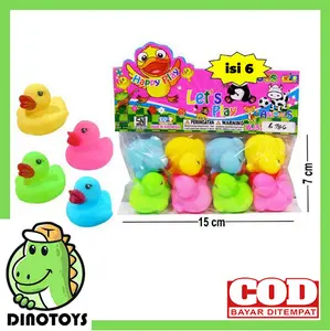 Dinotoys MA21 MA22 Mainan Mandi Anak Bayi Berenang Bentuk Bebek Dinosaurus Karet Bisa Bunyi 6pcs