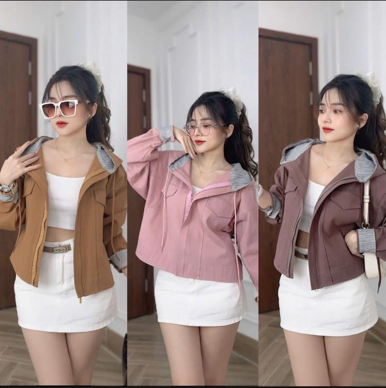Áo Khoác Chống Nắng Thời Trang Chất Kaki mềm mịn Dành Cho Nữ có túi ngoài và túi trong PHỐI SỌC NÓN