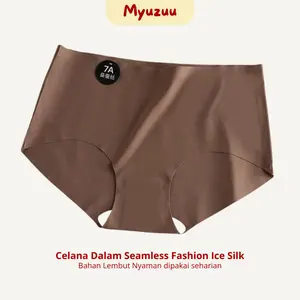 MYUZUU Celana Dalam Seamless CD2051 Brief Wanita CD Fashion Ice Silk Anti Nyeplak Fit Spandex High Waist