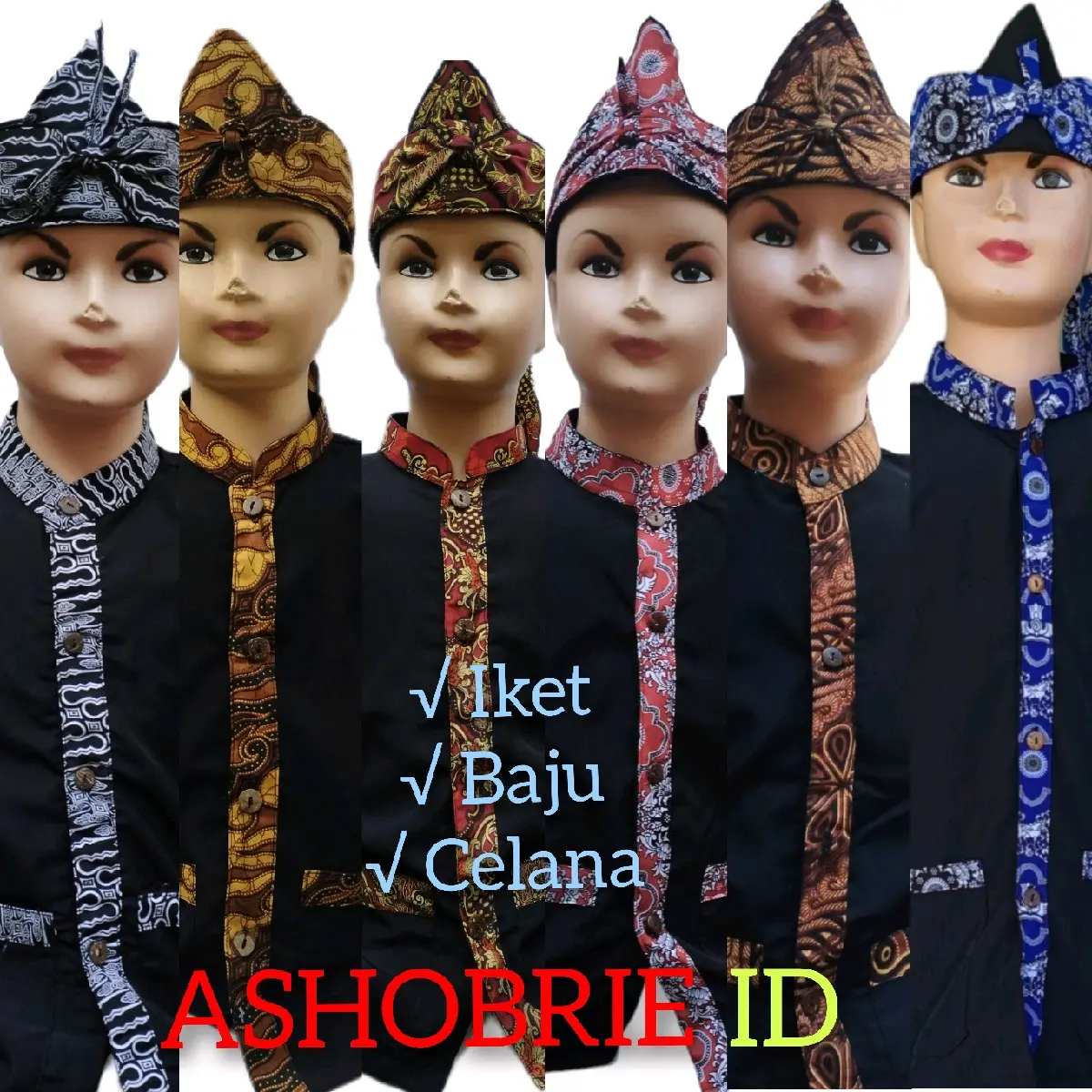 stelan baju pangsi anak free iket/baju pangsi anak sekolah TK&SD Setrip