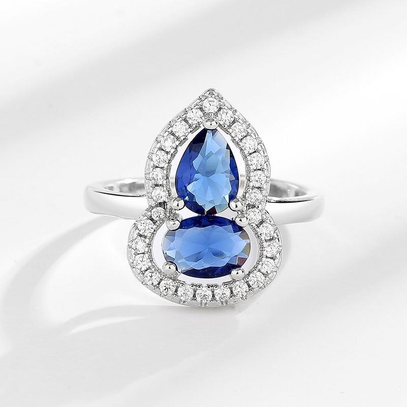 Bộ sản phẩm dành cho nữ, thiết kế thanh lịch, màu xanh dương, bao gồm nhẫn, bông tai và dây chuyền,# S082