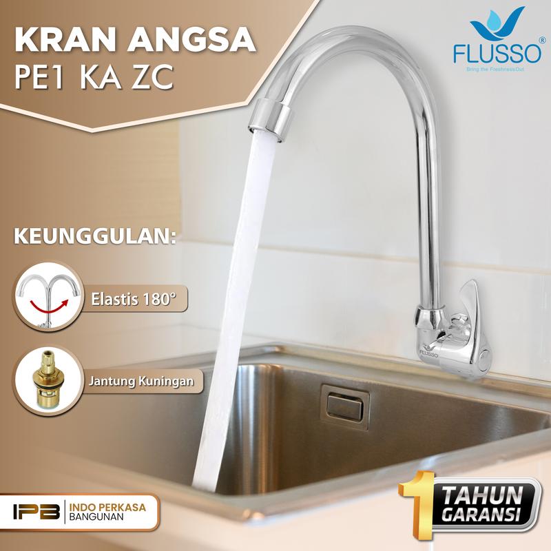 FLUSSO Kran Leher Angsa Drat Tembok 1/2 Inch Keran Air Cuci Piring Kualitas Premium | 2215 1