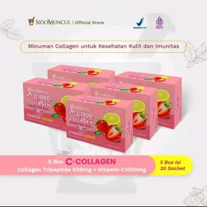 [5Box]C+Collagen-Minuman collagen Tripeptide 500mg+Vit c 1000mg untuk Kesehatan kulit dan Imunitas
