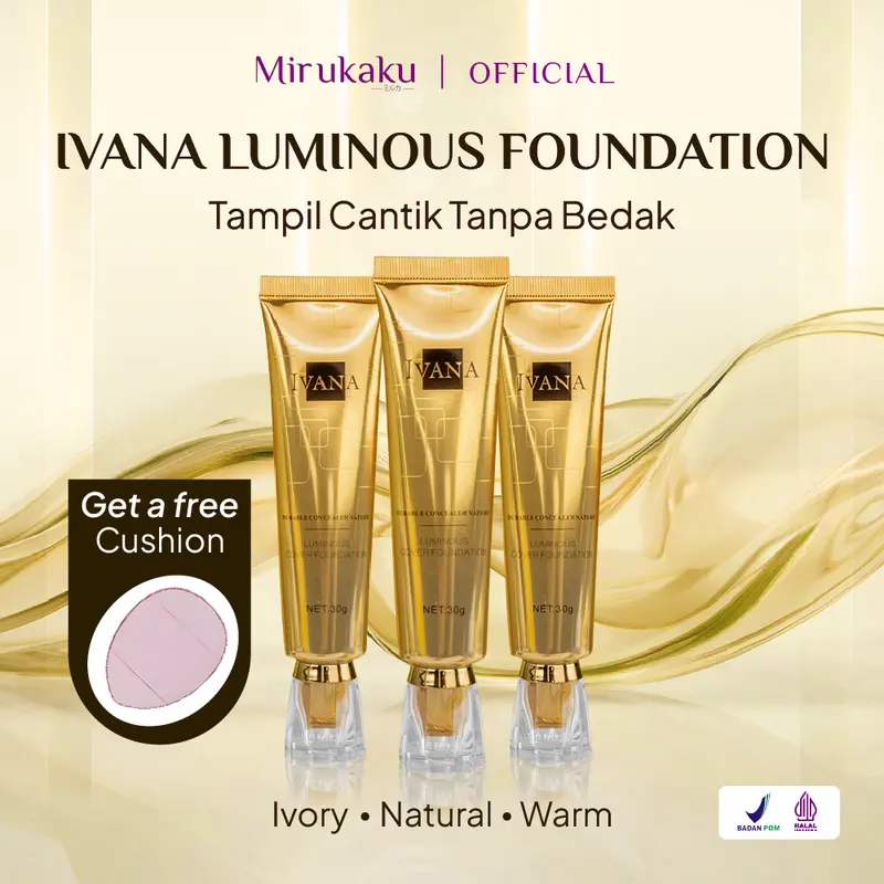 Mirukaku X Ivana Waterproof Foundation Full Coverage Anti Air dan Tahan Lama Cantik Tanpa bedak 0