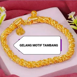 GELANG DEWASA MOTIF TAMBANG BAHAN KOIN LOGAM ORIGINAL 1991-1992 LAPIS EMAS ANTI KARAT