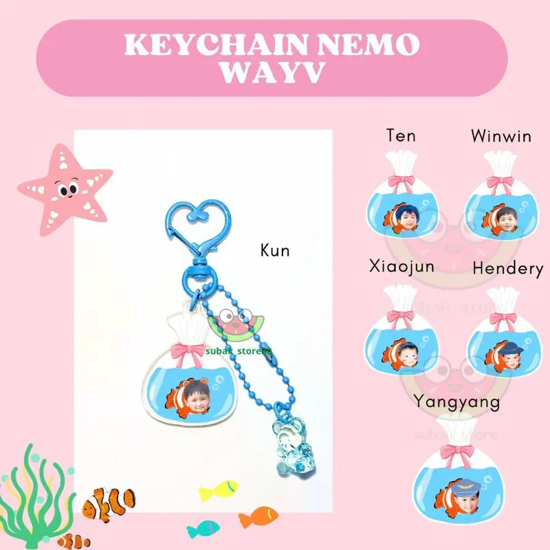 KEYCHAIN NEMO WAYV GANTUNGAN TAS HADIAH LUCU IKAN PRINTILAN KPOP KONSER KUN TEN WINWIN XIAOJUN HENDERY YANGYANG by subak_store