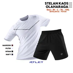 Stelan Kaos Olahraga Baju Futsal Fitness Gym Running Speda Jogging Bahan DryFit Premium Sport