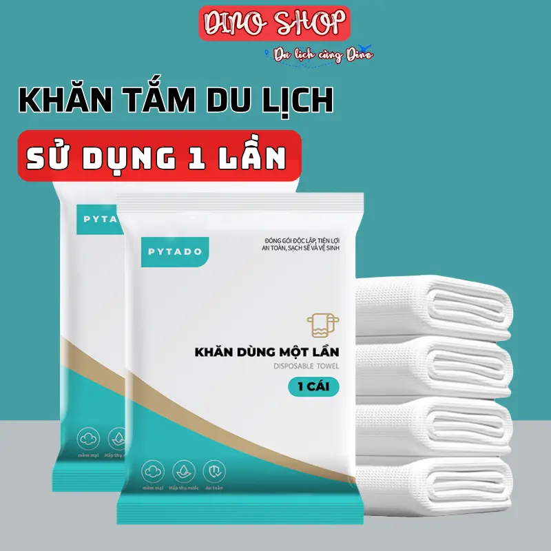 DINO Khăn Tắm Du Lịch Sử Dụng Một Lần Sợi Vải Cellulose Phân Hủy Sinh Học Thấm Hút Mạnh Mềm Mịn Không Kích Ứng Da