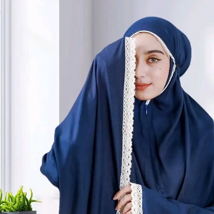 ￼Mukena Dewasa Katun Polos Renda Rajut Mewah /Mukena Renda Jumbo Atasan Bawahan Muslim Traveling Mukenah 3