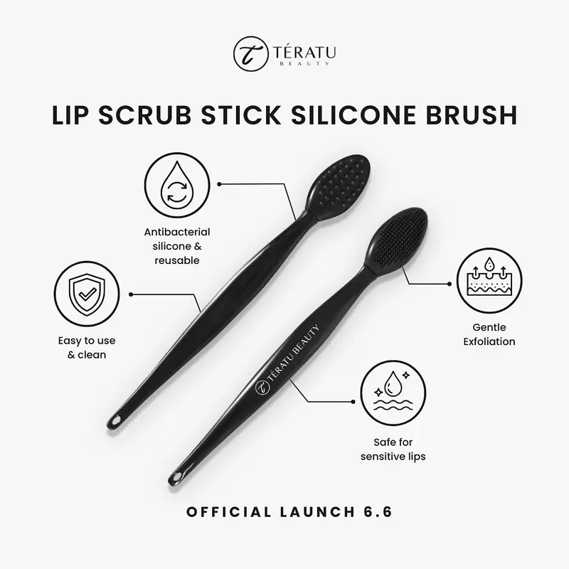 TERATU BEAUTY Lip Scrub Stick Silicone Brush (Scrub Bibir Kering Praktis Reuseable dan Tahan Lama) 1