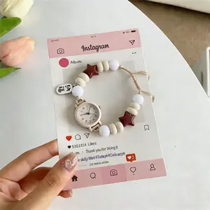 Jam Tangan Gelang Kuarsa Anak-Anak Gelang Manik-Manik Sederhana Dengan Skala Kecil, Dial Kecil, Gelang Kasual