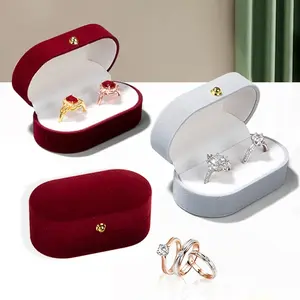 Wedding Ring Box Tempat 2 Cincin Couple Ring Box Bahan Beludru Kotak Perhiasan Cincin Sepasang