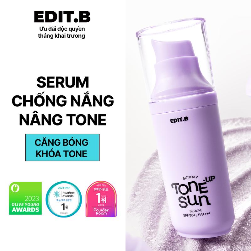   LONG CHUN  Kem Chống Nắng Nâng Tone Triệt Sắc Edit.B Sunday Tone-Up Sun Serum SPF50+ PA++++55ml 
