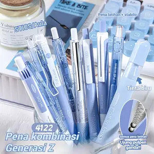 [COD]10Pcs Set Pulpen Neutral Tekan Dan Stabilo Pulpen Kering Cepat Khusus Ujian & Belajar Alat Tulis Sekolah & Kantor.