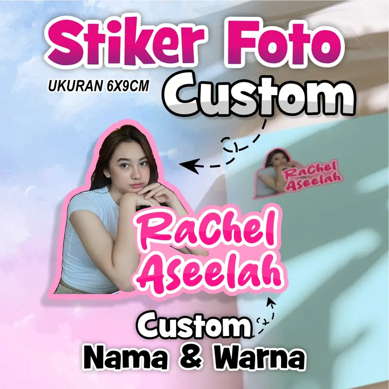 Stiker Wajah  custom viral tiktok dan Tulisan Nama Custom  Label - Bahan Anti Air ️️- bisa ditempel dimana aja lebel puffy  stickers kertas  label  aksesoris label  nama  buku sticker 0