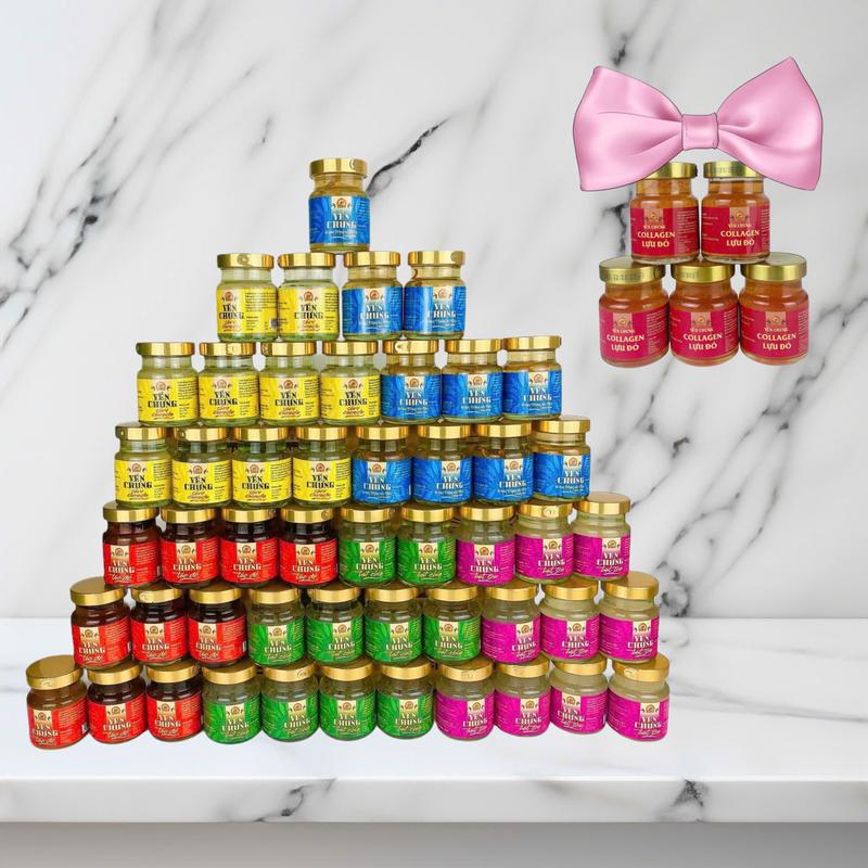 [TẶNG 5 LỌ] Combo 50 lọ yến mix 5 vị lọ 70ml tặng 5 lọ yến Collagen Lựu Đỏ [ táo đỏ, hạt sen, hạt chia, sâm Canada không đường, đông trùng hạ thảo không đường] yensao hũ chưng sẵn