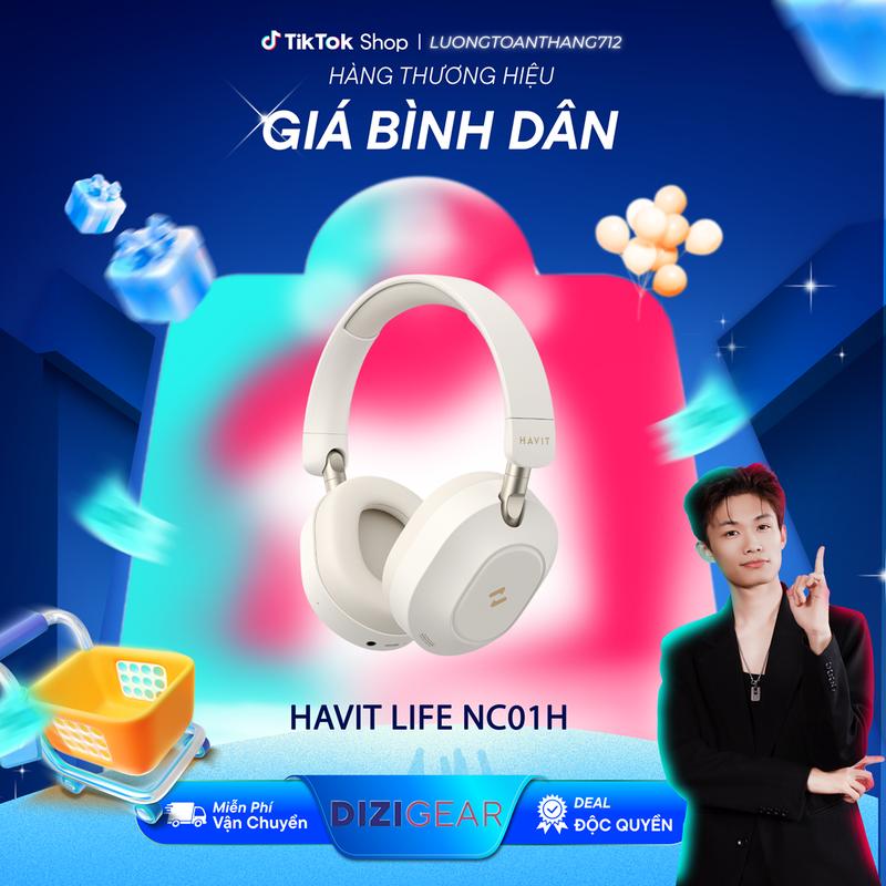 [Deal Độc Quyền KOC Lương Toàn Thắng] Tai Nghe Headphone HAVIT LIFE NC01H, BT 5.4, Màng Loa 40mm. Chống Ồn ANC. Nghe Đến 80H - Chính Hãng BH 12 Thán
