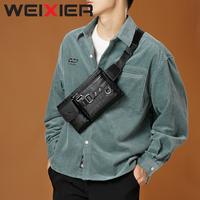Gambar WEIXIER YB9557 Tas Selempang Pria Kulit Waistbag Anti Air - Brown dari Weixier Indonesia Kota Surabaya 4 Tokopedia