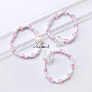 ￼[GMMK037] ASB - [Part1] 1pcs Gelang Manik Peach White Karakter| Gelang Manik Mutiara Peach